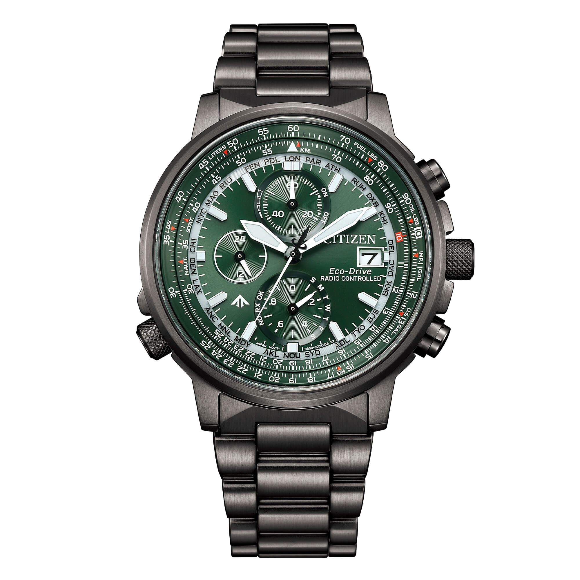Citizen - Crono Pilot Acciaio Gun Verde